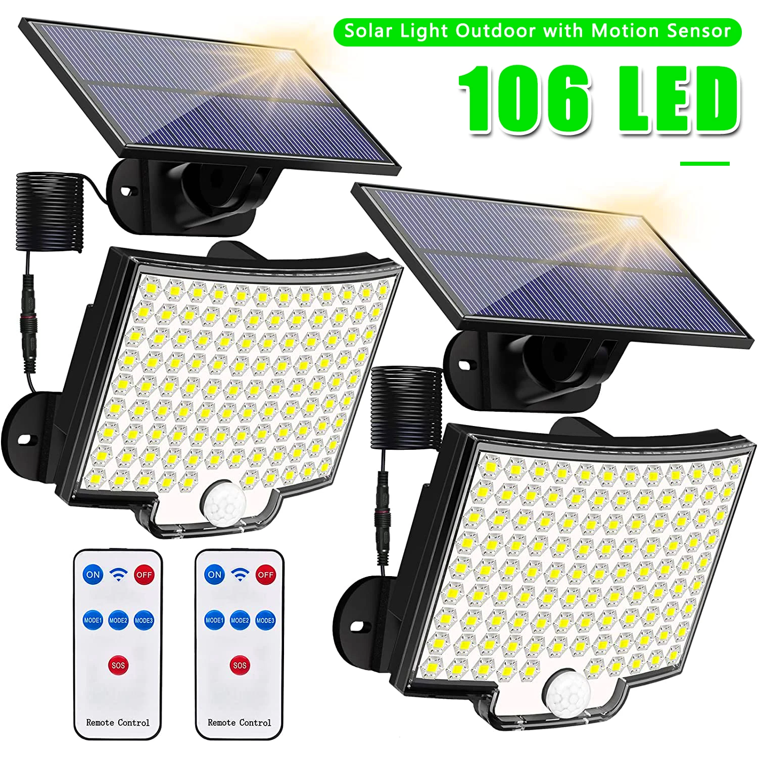 Outdoor Power Garage - 106LED 태양광 조명 야외 방수 모션