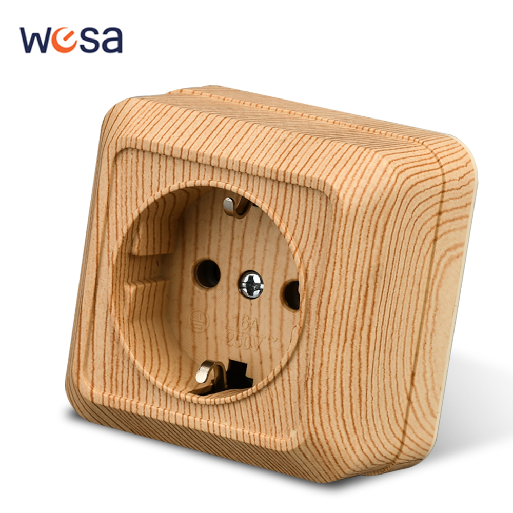 Outdoor Power Plug In - WESA 목재 벽 표면 소켓 플러그