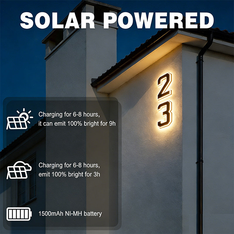Outdoor Power Number - 태양광 주택 번호 표시판, DIY 글자가