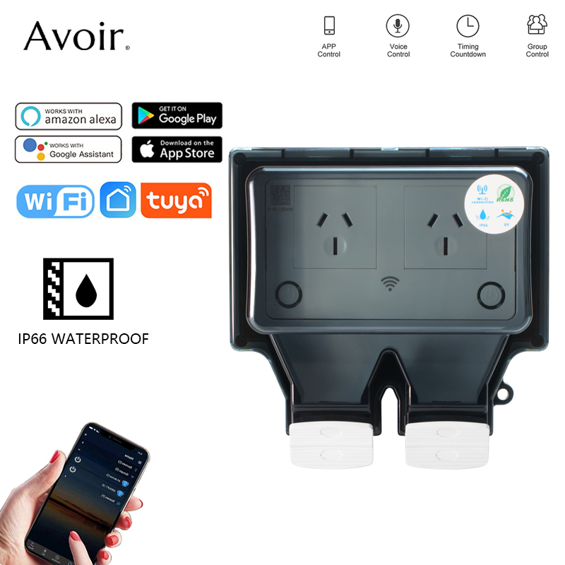 Outdoor Power Inlet Box - Avoir Tuya 와이파이 방수 전기 소켓,