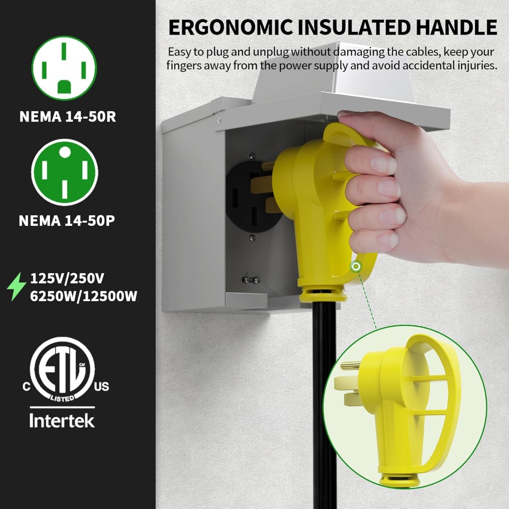 미국 배송 핫 신상품 25피트 50암페어 RV EV 연 - Outdoor Power Extension 리뷰 및 가격