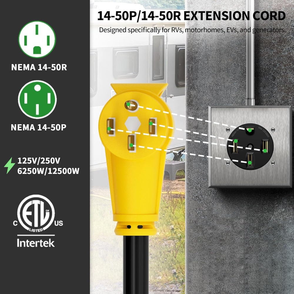 미국 배송 핫 신상품 25피트 50암페어 RV EV 연 - Outdoor Power Extension 리뷰 및 가격