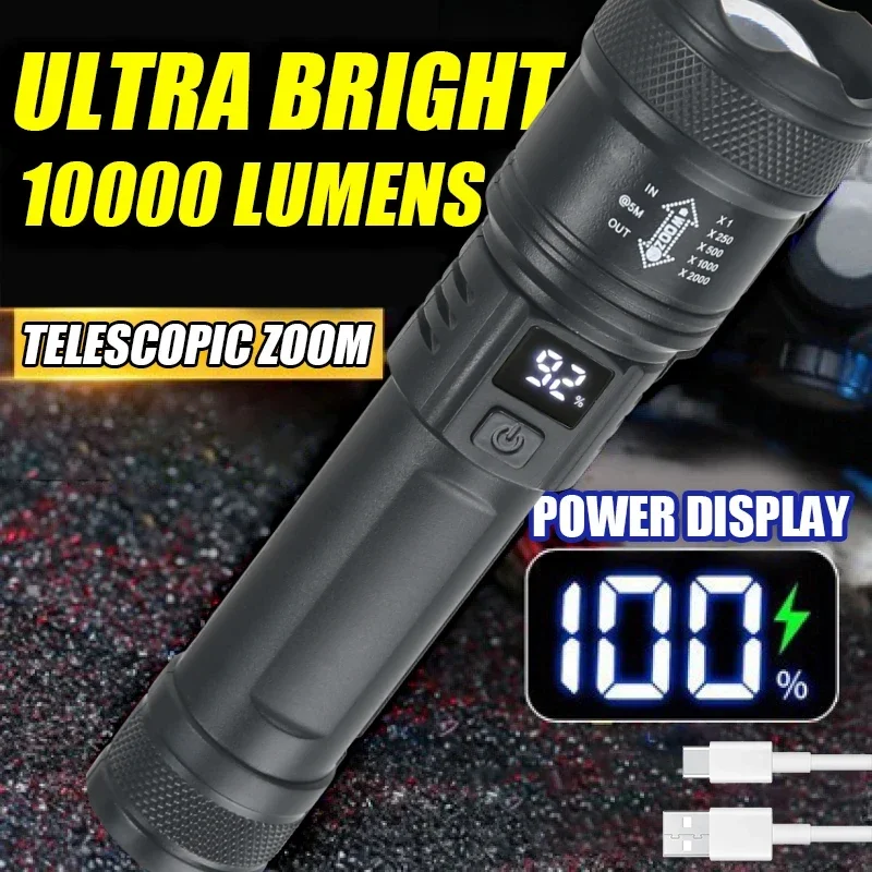 강력한 LED 손전등 배터리 디스플레이, USB 충전식 - Outdoor Usb Power Bank 리뷰 및 가격