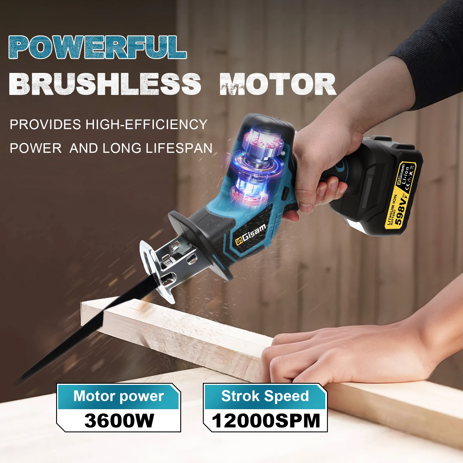 Gisam 3600w 브러시리스 왕복 톱 전기 전기 톱 - Pole Saw Cordless 리뷰 및 가격
