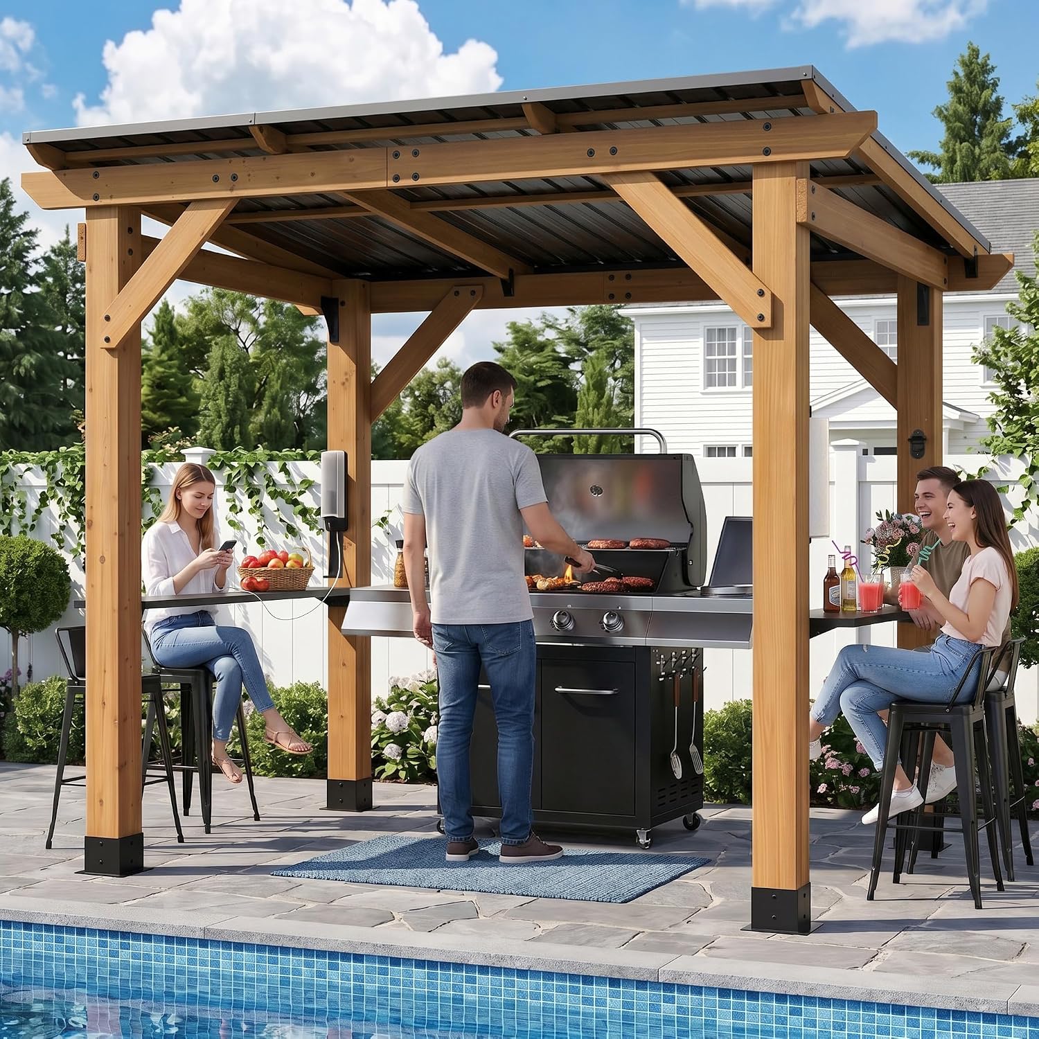 시더우드 그릴 가제보 6x8피트 하드탑 BBQ 파빌리온 - Outdoor Power Grill 리뷰 및 가격